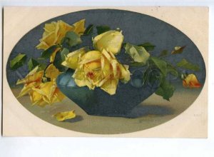 244480 Yellow ROSES in Vase by KLEIN Vintage Meissner Buch PC 
