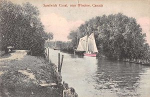 Windsor Canada Sandwich Canal Sailboat Scenic View Postcard AA51093