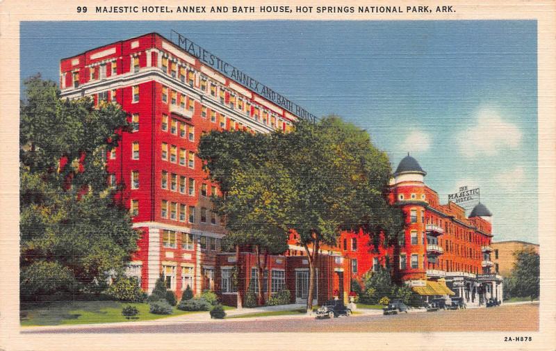 Majestic Hotel, Hot Springs National Park, Arkansas, Early Postcard, Unused