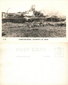 TANKS FLAMETHROWERS OUTSKIRTS OF NAHA OKINAWA REAL PHOTO POSTCARD VINTAGE RPPC