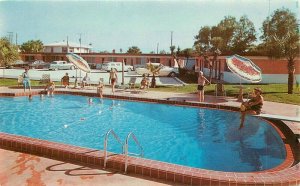 Daytona Beach Florida 1950s Swimming Pol Mayfair Motel roadside Postcard 8403