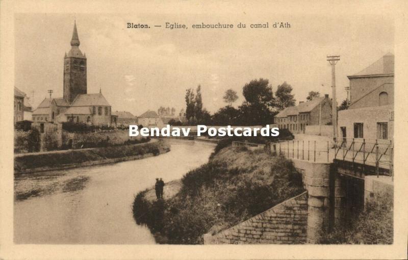 belgium, BLATON, Eglise, Embouchure du Canal d'Ath (1930s)