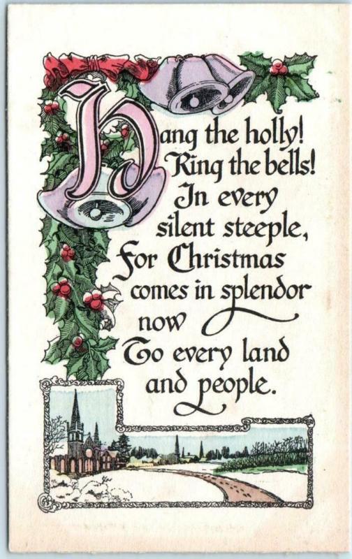 Arts and Crafts ~ Handcolored CHRISTMAS comes in Splendor ca 1910s  Postcard