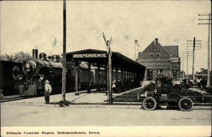 Independence IA Illinois Central RR Depot Train Station c1910 Postcard