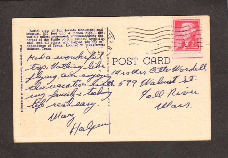 TX San Jacinto Monument & Museum Houston Texas Postcard