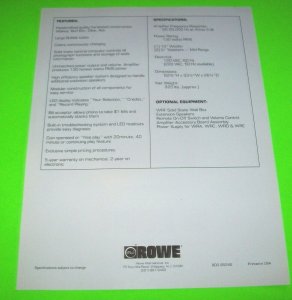 Rowe Bubbler 200 Selection Jukebox FLYER 1980s Original NOS Phonograph Art Print 