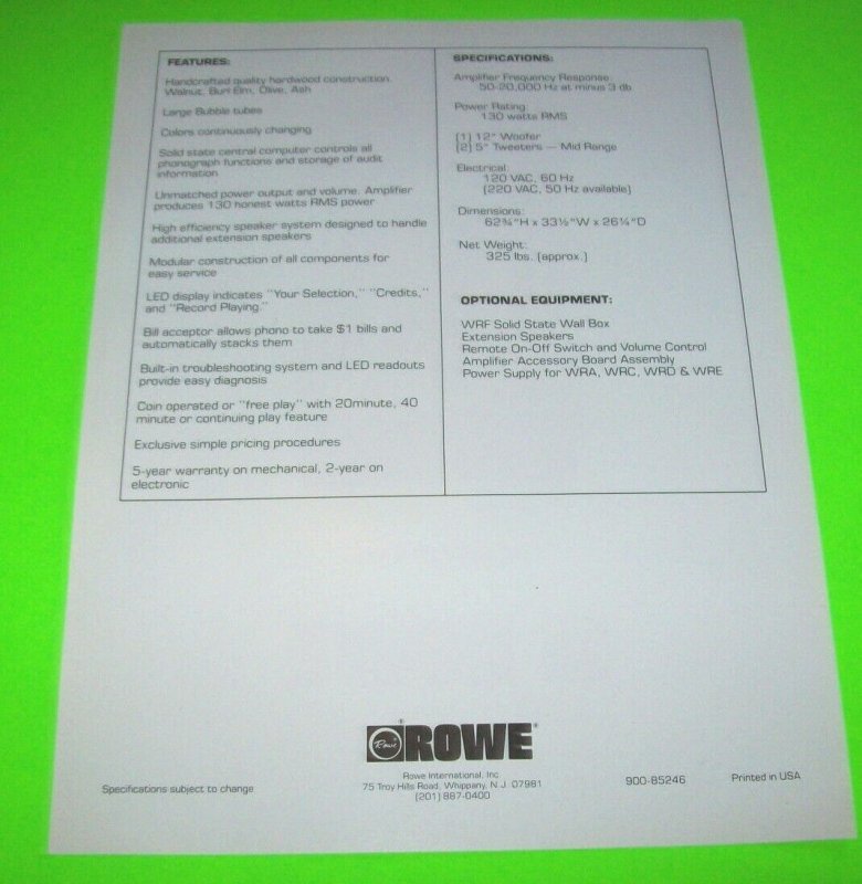 Rowe Bubbler 200 Selection Jukebox FLYER 1980s Original NOS Phonograph Art Print 