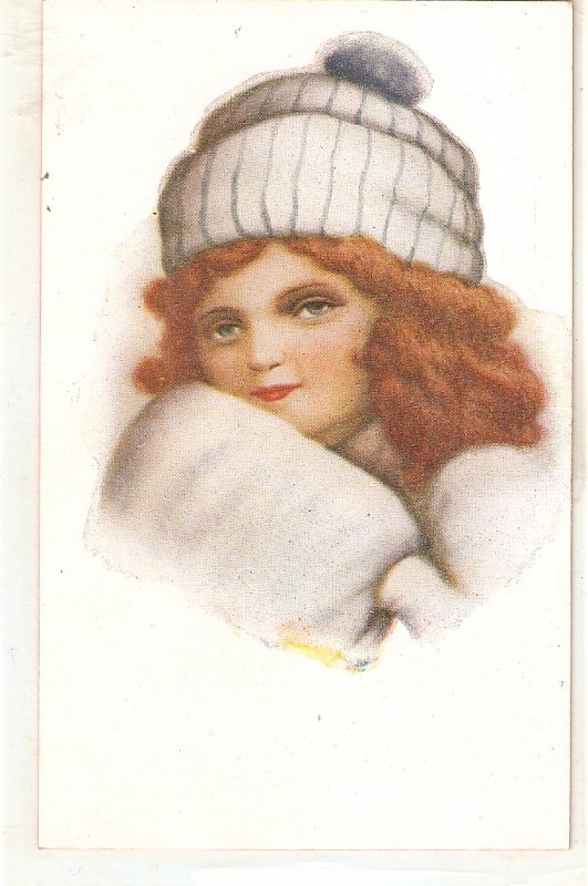 J. Ibañez. Head of a girl. Cabeza de niña Lovely Spanish postcard 1920s