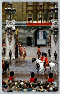 The Queen of England Taking the Salute  Buckingham Palace   Postcard