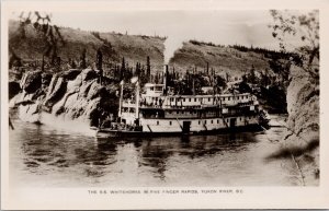 SS 'White Horse' Steamer in Five Finger Rapids Yukon YT Gowen RPPC Postcard E81