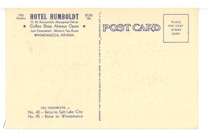 NV - Winnemucca. Hotel Humboldt ca 1937