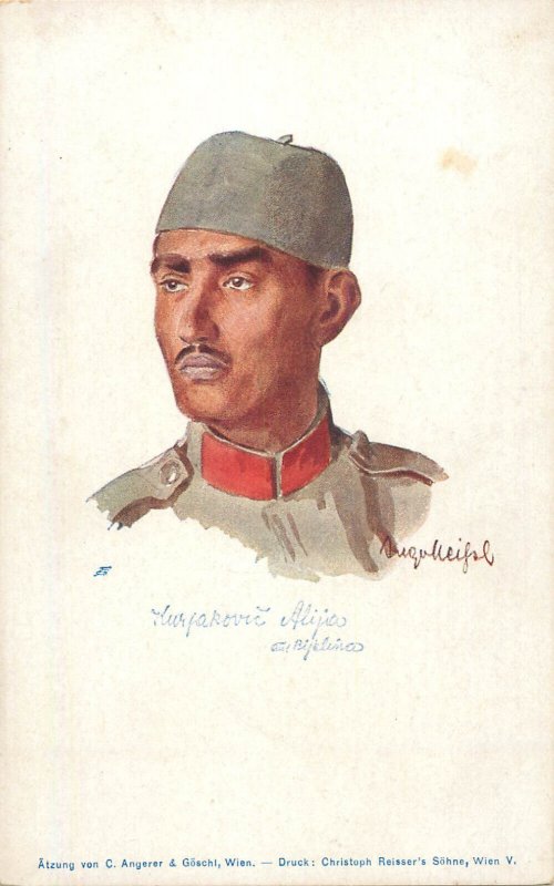 Artist postcard infantry military portrait