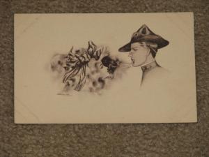 Artist Signed E.B. Scofield-Pretty lady & Gentleman, used vintage card 