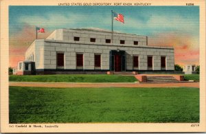 Vtg 1930's United States Gold Depository Fort Knox Kentucky KY Linen Postcard