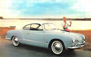 Blue Volkswagen Two Door Karmann Ghia Postcard 