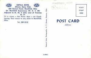 Mansfield Ohio 1960s Postcard Empalia Motel