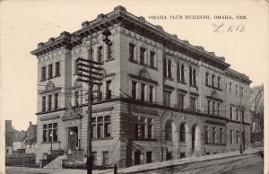 OMAHA NEBRASKA NE~OMAHA CLUB BUILDING~1912 POSTCARD