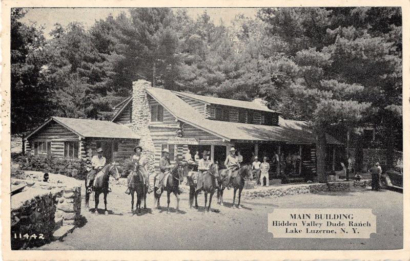 Lake Luzerne New York Hidden Valley Dude Ranch Antique Postcard (J18632