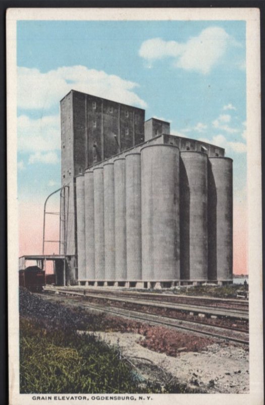 New York OGENSBURG Grain Elevator - White Border