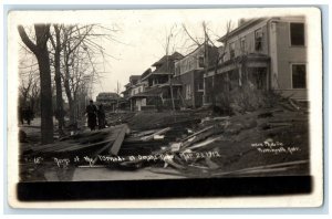 Omaha Nebraska NE RPPC Photo Postcard Ruins After Tornado Disaster Houses 1913