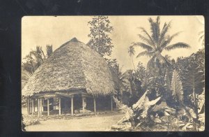 OAHU ISLAND HAWAIIAN ISLANDS HAWAII NATIVE HUT VINTAGE REAL PHOTO POSTCARD