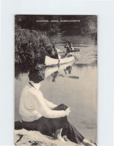 Postcard Canoeing along the Canoe River, Eastover, Lenox, Massachusetts