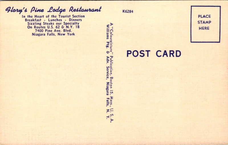 Linen PC Flory's Pine Lodge Restaurant 7400 Pine Ave in Niagara Falls, New York