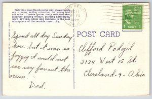 Postcard 1944 Lincoln Park Library & City Hall Building Long Beach California CA 