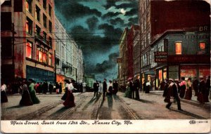 Postcard Main Street, South From 12th Street in Kansas City, Missouri