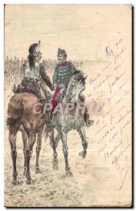 Postcard Old Army Uniform Dragons Horse Horse