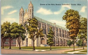 Toledo Ohio OH, Queen of the Holy Rosary Cathedral, Church, Vintage Postcard