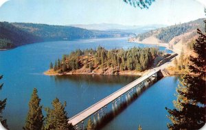 Idaho ID  BLUE CREEK BAY BRIDGE~LAKE COEUR D' ALENE~Bird's Eye View  Postcard