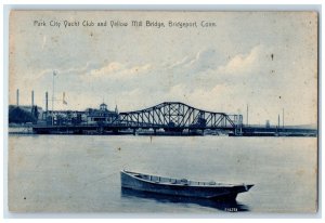 c1950 Park City Yacht Club Yellow Mill Bridge Boat Anchor Bridgeport CT Postcard