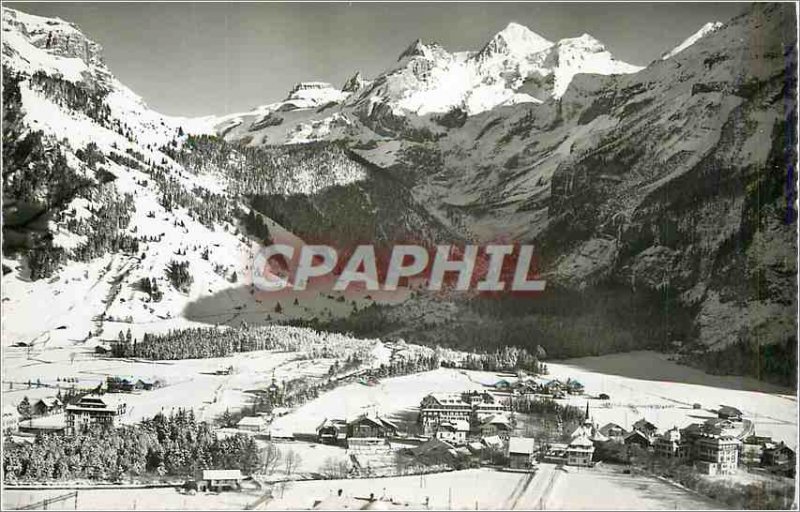 Modern Postcard Kandersteg im Winter mit Blumlisalpgruppe