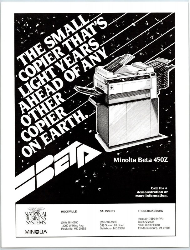 1984 Minolta Beta 450z Copier Print Ad N1