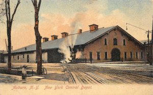 AUBURN NEW YORK CENTRAL DEPOT TRAIN DEPOT POSTCARD (c. 1905)