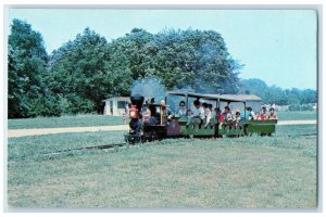 c1960s Miniature Train With Passengers Moline Illinois IL Unposted Tree Postcard
