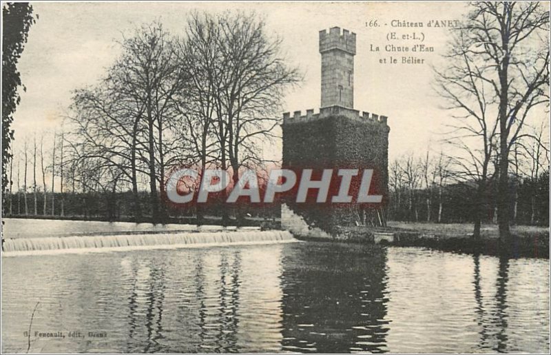 'Old Postcard Chateau d''Anet E and L Waterfall and Aries'