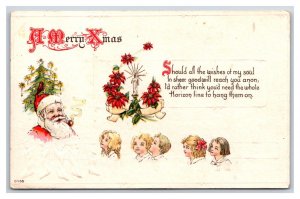 Santa Claus w Pipe Merry Chirstmas Tree Children Unused UNP DB Postcard P25