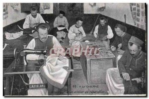 Old Postcard At the barracks of Interior & # 39un repair shop Sewing Machine ...