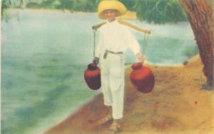 MEXICO c1937 Postcard Watercarrier From Lake Chapala Jalisco by LUIS MARQUEZ