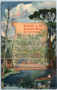 LOUISIANA, LA   Curt Teich  LEGEND OF THE SPANISH MOSS c1940s Linen  Postcard