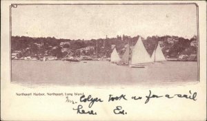 Northport Long Island New York NY Harbor Sailboats Private Mailing Card c1900