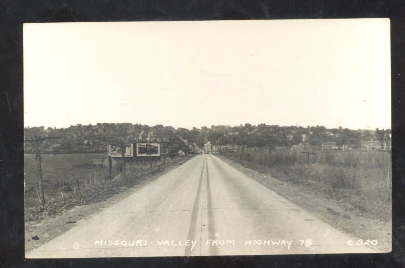 RPPC MISSOURI VALLEY IOWA FROM HIGHWAY 75 VINTAGE REAL PHOTO POSTCARD