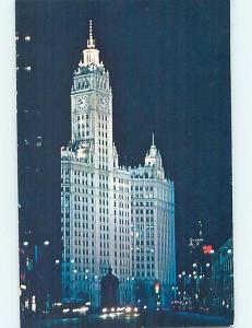 Unused Pre-1980 WRIGLEY BUILDING AT NIGHT Chicago Illinois IL hn8467@