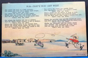 That's Way Out West Poetry Poem Vintage Postcard