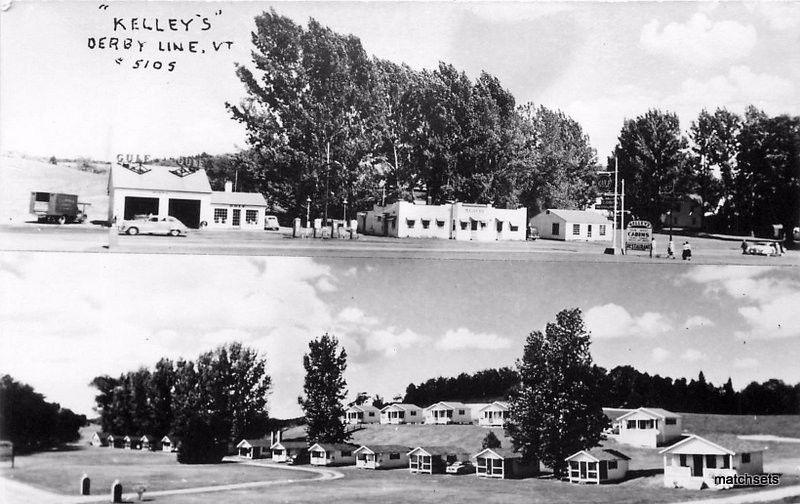 1940s Kelley's Motel Roadside Gas pumps autos RPPC Real photo postcard 52