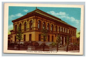 Vintage 1940's Postcard Providence Public Library & Gardens Rhode Island