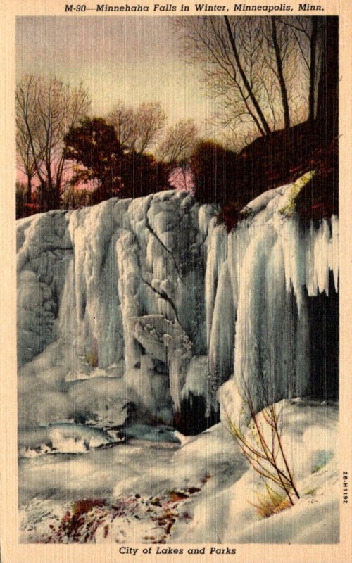 Minnesota Minneapolis Minnehaha Falls In Winter Curteich