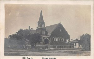 F3/ Minden Nebraska RPPC Postcard c1910 M.E. Church Building 2